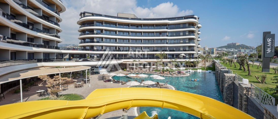 Премиальная квартира 1+1 с панорамным видом на море на первой линии в Каргыджаке - Ракурс 17