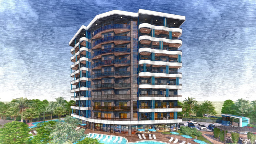 Инвестиционный проект на стадии котлована в самом живописном районе Алании, Авсаллар. - Ракурс 4