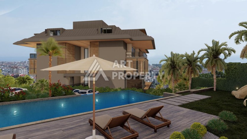 Современная камерная резиденция с квартирами 2+1 и 3+1 от 94 до 186 кв.м. Джикджилли, Алания - Ракурс 1