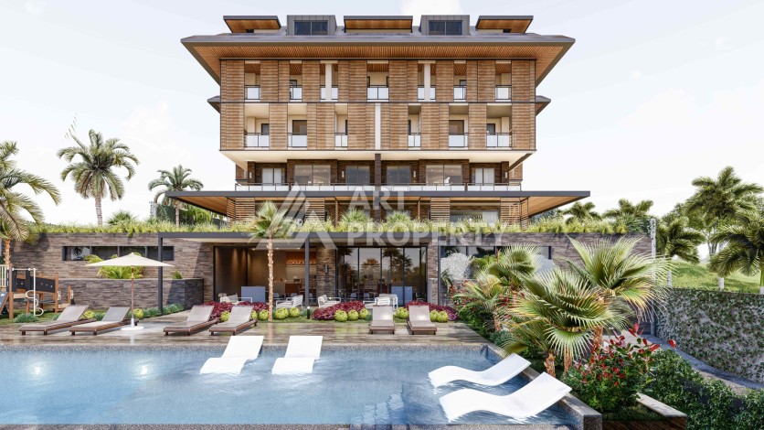 Современная камерная резиденция с квартирами 2+1 и 3+1 от 94 до 186 кв.м. Джикджилли, Алания - Ракурс 3