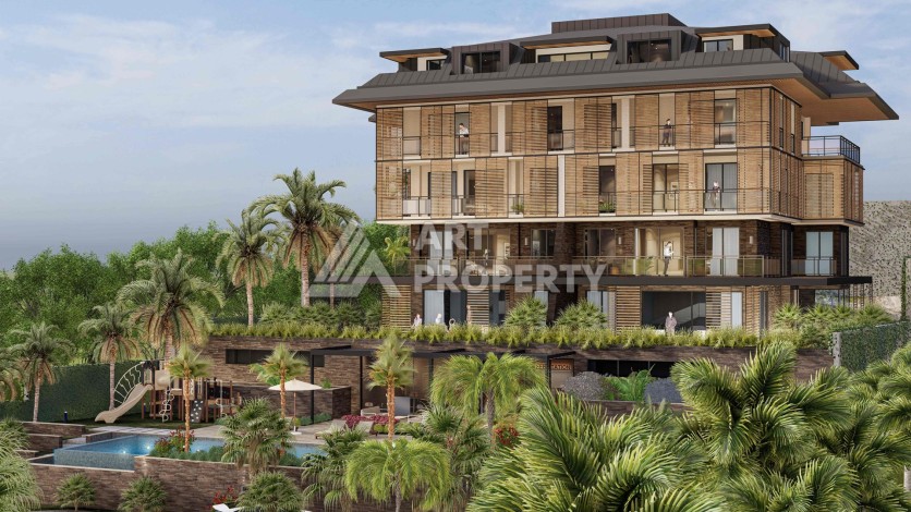 Современная камерная резиденция с квартирами 2+1 и 3+1 от 94 до 186 кв.м. Джикджилли, Алания - Ракурс 4