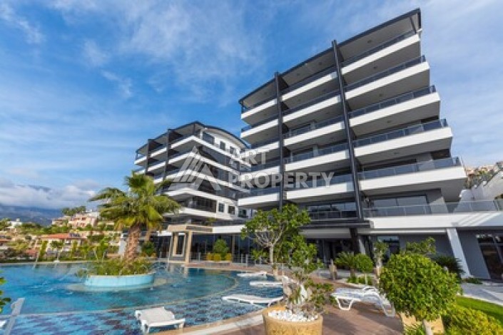 Квартира 1+1 с панорамным видом на море в элитном комплексе района Каргыджак - Ракурс 6