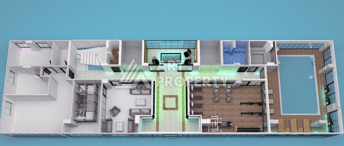 Двухкомнатная квартира 60 кв.м. в престижной резиденции. Махмутлар, Алания - Ракурс 12