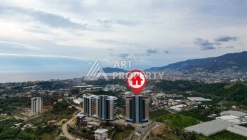 Квартира 1+1 с панорамным видом на море и горы, 53 кв.м. Кестель, Алания - Ракурс 3