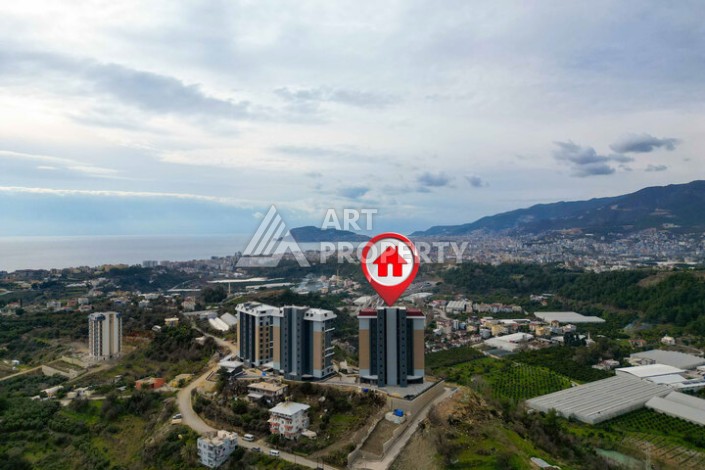 Квартира 1+1 с панорамным видом на море и горы, 53 кв.м. Кестель, Алания - Ракурс 2