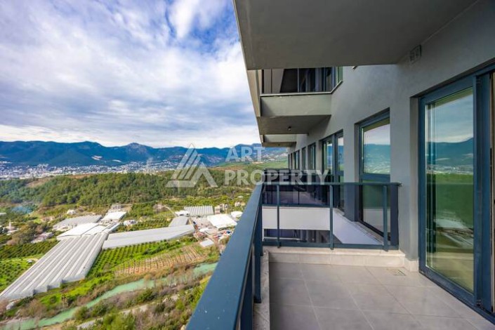 Квартира 1+1 с панорамным видом на море и горы, 53 кв.м. Кестель, Алания - Ракурс 6