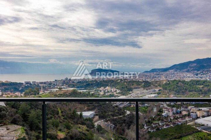 Квартира 1+1 с панорамным видом на море и горы, 53 кв.м. Кестель, Алания - Ракурс 8