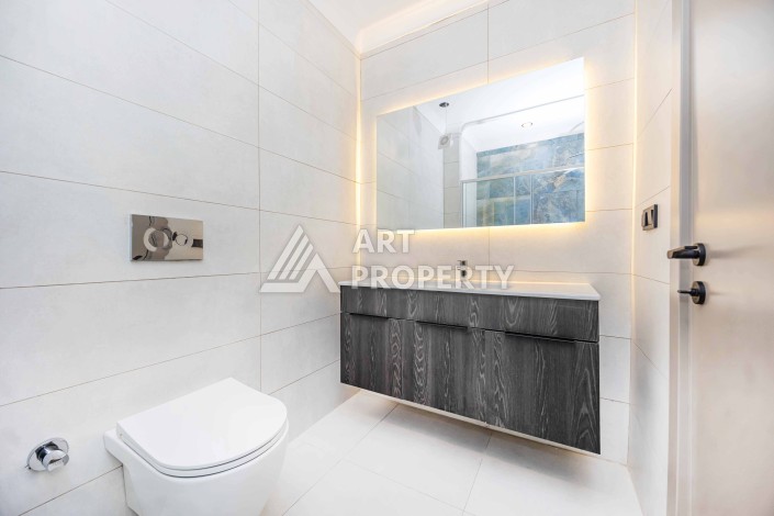 Квартира 1+1 с панорамным видом на море и горы, 53 кв.м. Кестель, Алания - Ракурс 21