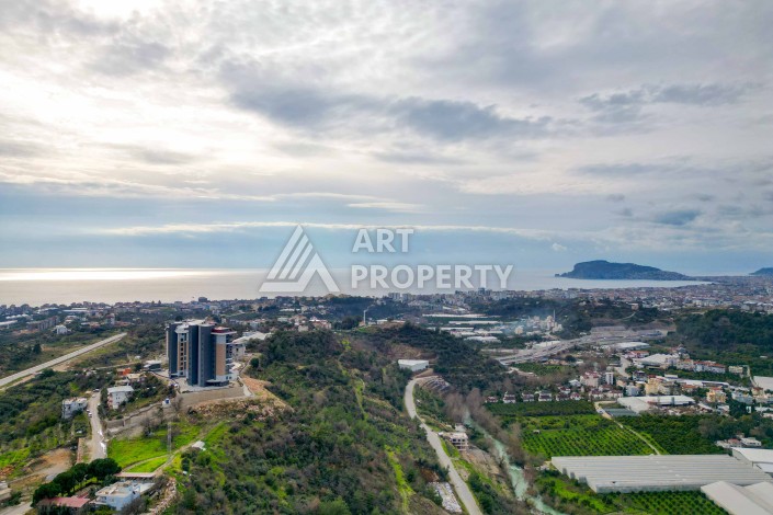 Квартира 1+1 с панорамным видом на море и горы, 53 кв.м. Кестель, Алания - Ракурс 33