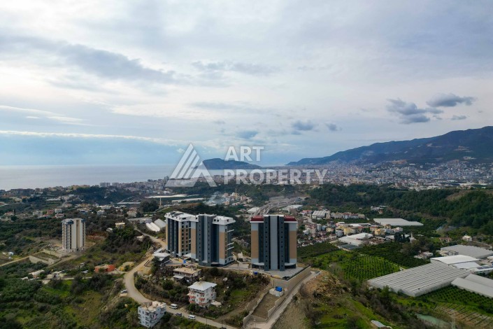Квартира 1+1 с панорамным видом на море и горы, 53 кв.м. Кестель, Алания - Ракурс 35