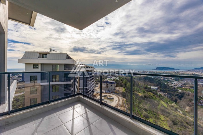Квартира 1+1 с панорамным видом на море и горы, 53 кв.м. Кестель, Алания - Ракурс 37