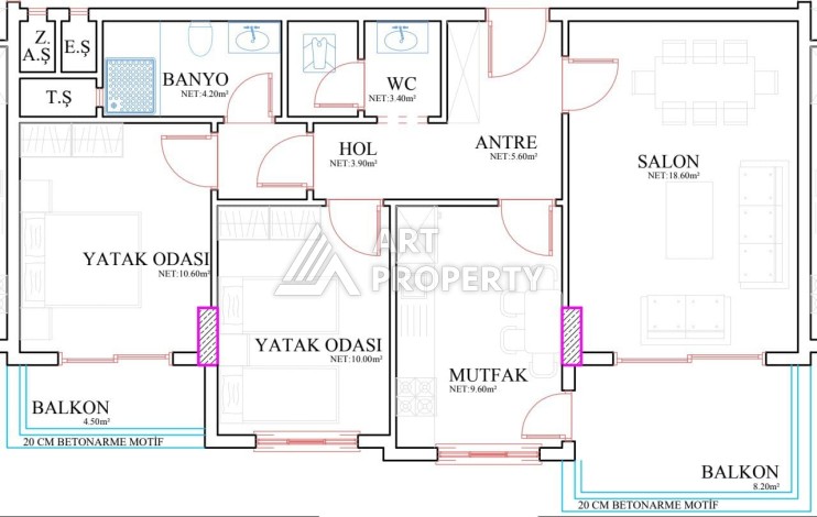 Меблированная квартира 2+1 с отдельной кухней,  отличный вариант для проживания и получения вида на жительство в Турции. - Ракурс 14