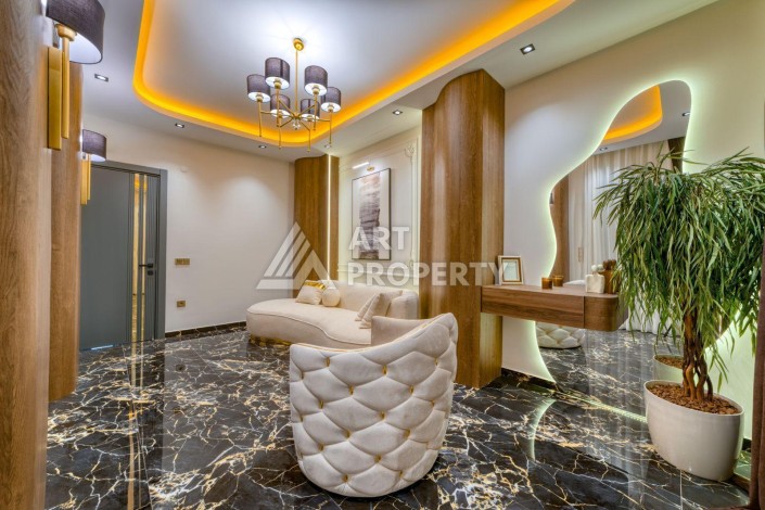 Современная вилла 5+1 с панорамным видом на море и гражданством Турции в Каргыджаке - Ракурс 12