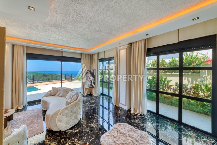 Современная вилла 5+1 с панорамным видом на море и гражданством Турции в Каргыджаке - Ракурс 26