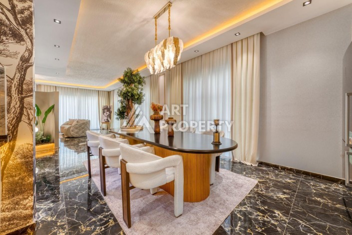 Современная вилла 5+1 с панорамным видом на море и гражданством Турции в Каргыджаке - Ракурс 43