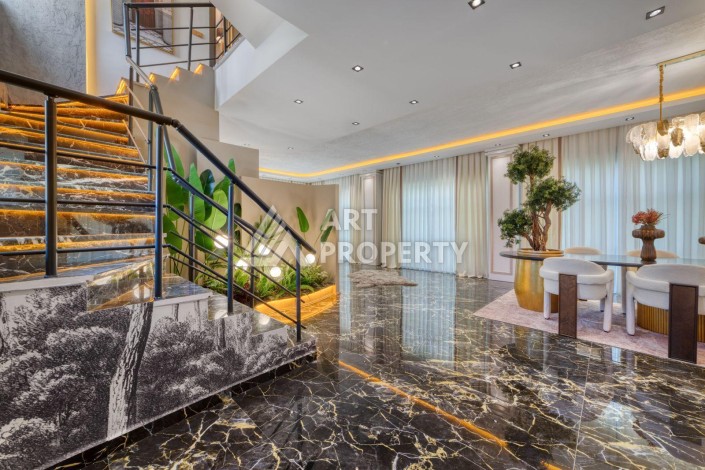 Современная вилла 5+1 с панорамным видом на море и гражданством Турции в Каргыджаке - Ракурс 54