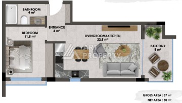 Квартиры 1+1 и дуплексы 2+1 и 3+1 в 200 метрах то моря в районе Кестель. - Ракурс 24