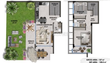 Квартиры 1+1 и дуплексы 2+1 и 3+1 в 200 метрах то моря в районе Кестель. - Ракурс 25