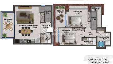 Квартиры 1+1 и дуплексы 2+1 и 3+1 в 200 метрах то моря в районе Кестель. - Ракурс 26