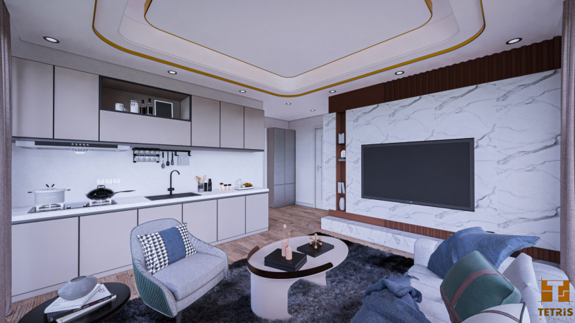 Новый инвестиционный проект на стадии котлована в районе Авсаллар, Алания 50-130 м2 - Ракурс 3