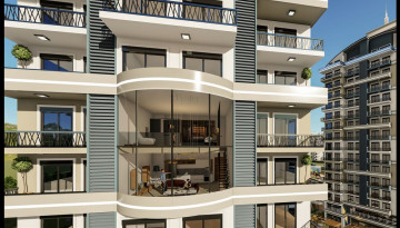 Апартаменты 1+1 на завершающем этапе строительства в одном из лучших комплексов Махмутлара по ценам дешевле, чем у застройщика, 56-63 м2 - Ракурс 17