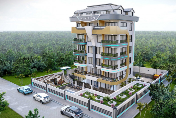 Новый инвестиционный проект у моря в районе Кестель! Различные планировки, 45-170 м2 - Ракурс 11