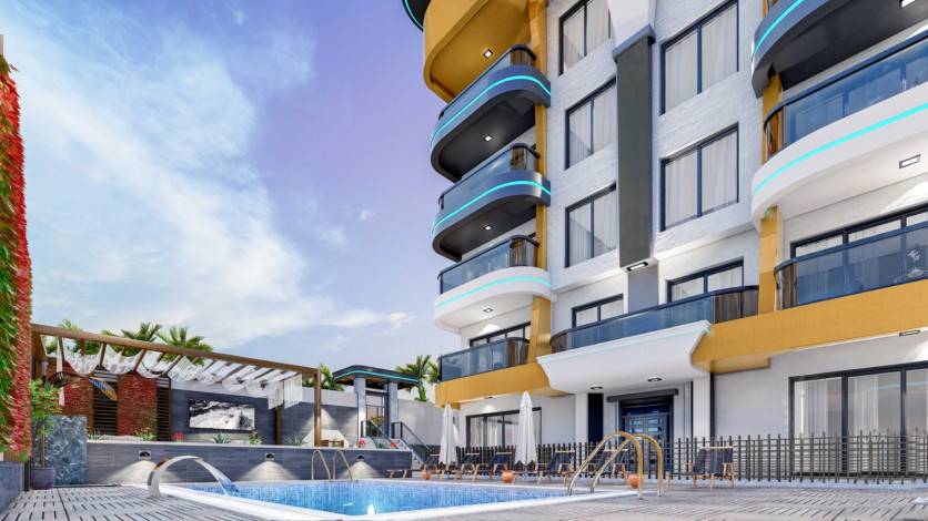 Новый инвестиционный проект у моря в районе Кестель! Различные планировки, 45-170 м2 - Ракурс 19