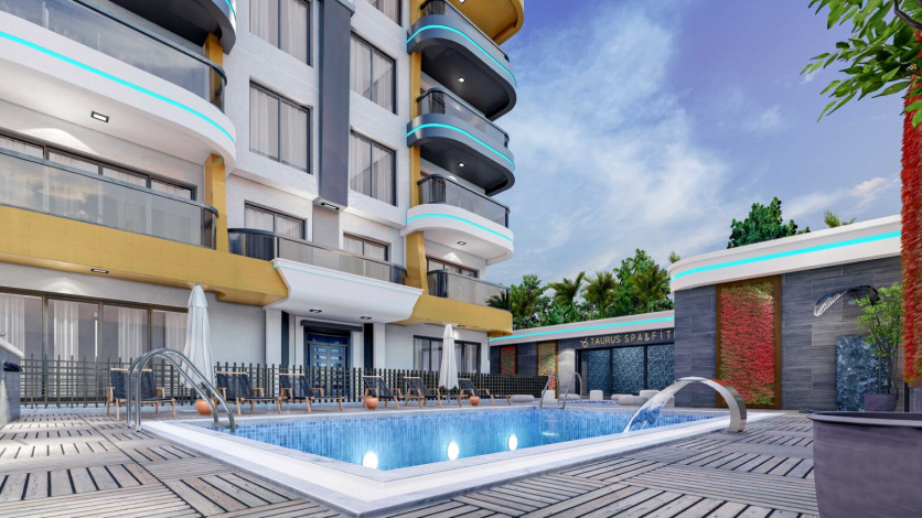 Новый инвестиционный проект у моря в районе Кестель! Различные планировки, 45-170 м2 - Ракурс 20