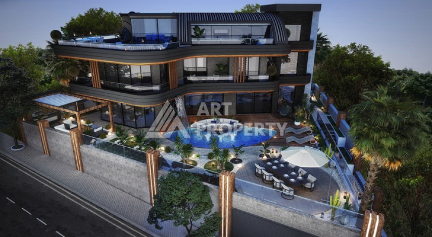 Вилла 5+1 с частным бассейном и уличным камином. Каргыджак, Алания. - Ракурс 0