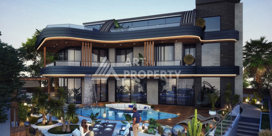 Вилла 5+1 с частным бассейном и уличным камином. Каргыджак, Алания. - Ракурс 1