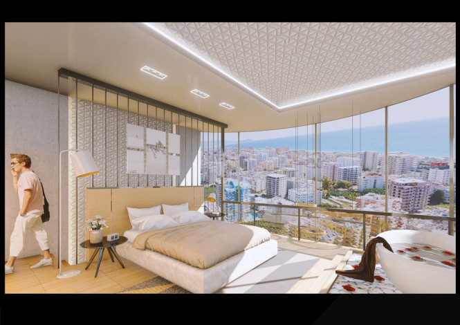 Апартаменты 1+1 на завершающем этапе строительства в одном из лучших комплексов Махмутлара по ценам дешевле, чем у застройщика, 56-63 м2 - Ракурс 18