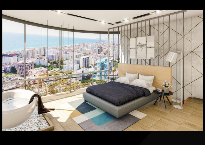 Апартаменты 1+1 на завершающем этапе строительства в одном из лучших комплексов Махмутлара по ценам дешевле, чем у застройщика, 56-63 м2 - Ракурс 19