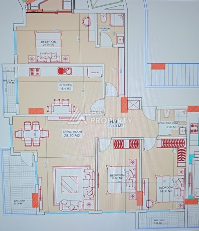 Квартиар 3+1 в элитном ЖК, 160 кв.м. Махмутлар, Алания - Ракурс 12