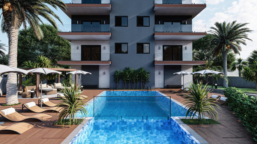 Квартиры 2+1 и дуплекс 4+1 в новом проекте, стартующем в январе 2022 года в районе Оба, 75-155 м2 - Ракурс 9