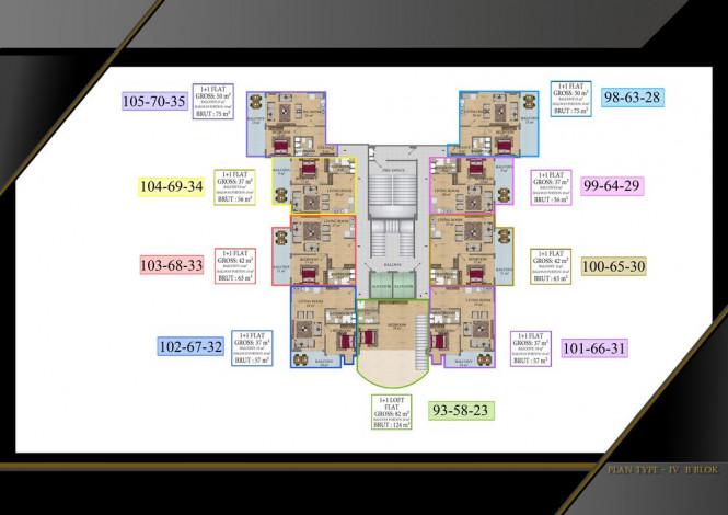 Апартаменты 1+1 на завершающем этапе строительства в одном из лучших комплексов Махмутлара по ценам дешевле, чем у застройщика, 56-63 м2 - Ракурс 25