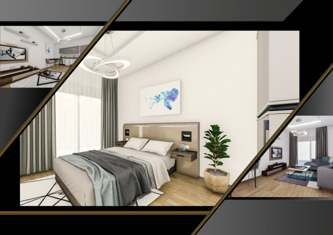 Апартаменты 1+1 на завершающем этапе строительства в одном из лучших комплексов Махмутлара по ценам дешевле, чем у застройщика, 56-63 м2 - Ракурс 31