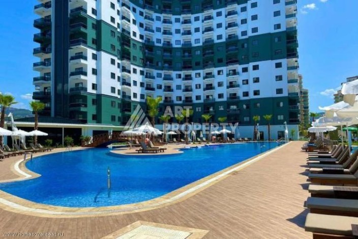 Квартира 1+1 с видом на море и бассейн, 55 м². Махмутлар, Алания - Ракурс 11