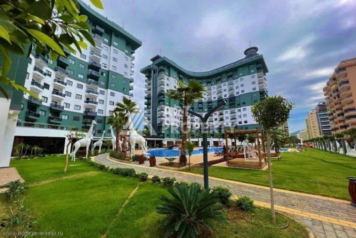 Квартира 1+1 с видом на море и бассейн, 55 м². Махмутлар, Алания - Ракурс 12
