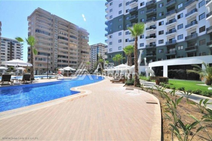Квартира 1+1 с видом на море и бассейн, 55 м². Махмутлар, Алания - Ракурс 14
