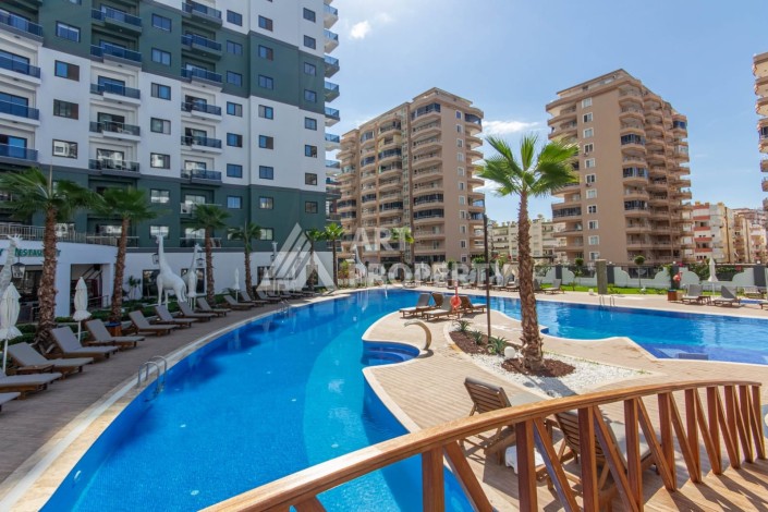Квартира 1+1 с видом на море и бассейн, 55 м². Махмутлар, Алания - Ракурс 21