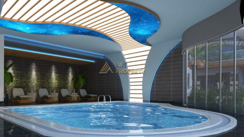 Трехкомнатная квартира на первой линии с панорамным видом на море в Махмутларе, 90м2 - Ракурс 8