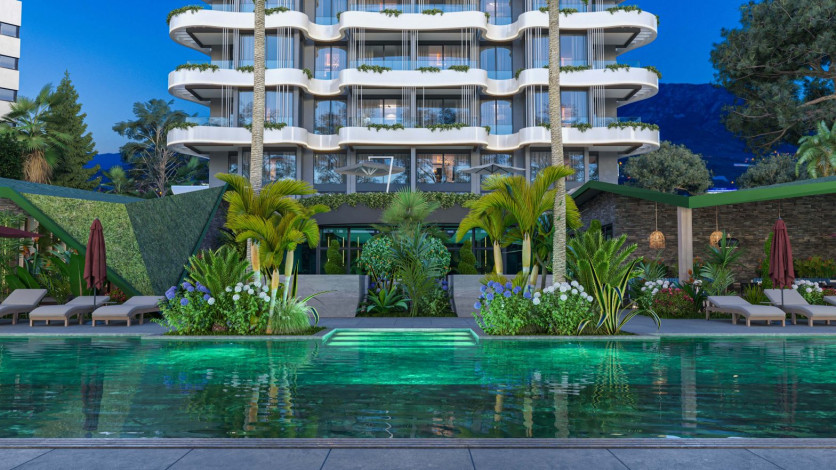 Наша гордость! Проект премиум класса Nordic Art на этапе строительства в районе Каргыджак на первой линии моря, 68-181 м2 - Ракурс 24