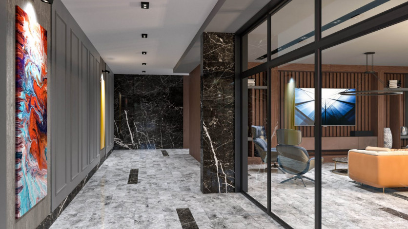 Наша гордость! Проект премиум класса Nordic Art на этапе строительства в районе Каргыджак на первой линии моря, 68-181 м2 - Ракурс 36