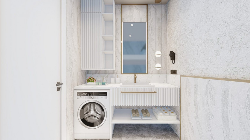 Наша гордость! Проект премиум класса Nordic Art на этапе строительства в районе Каргыджак на первой линии моря, 68-181 м2 - Ракурс 57