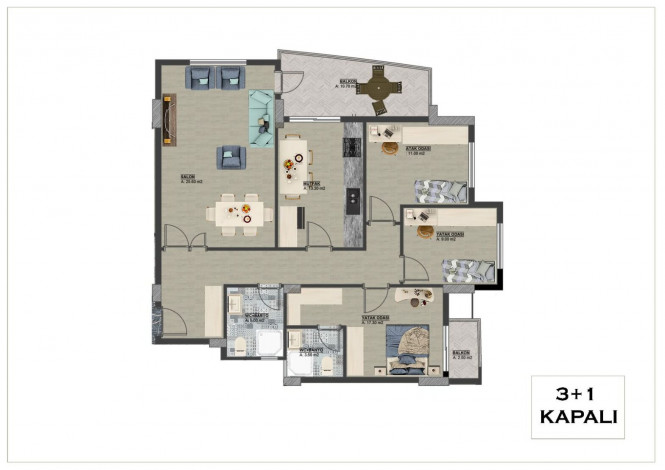 Новый комплекс на стадии строительства с квартирами с видом на море в Газипаша, 50-175 м2 - Ракурс 7
