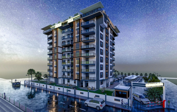 Новый комплекс на стадии строительства с квартирами с видом на море в Газипаша, 50-175 м2 - Ракурс 8