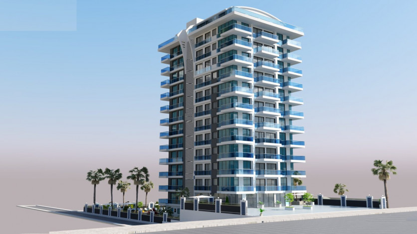 Квартиры 1+1 и 2+1 на первой линии моря в районе Махмутлар, 55 -100 м2 - Ракурс 19