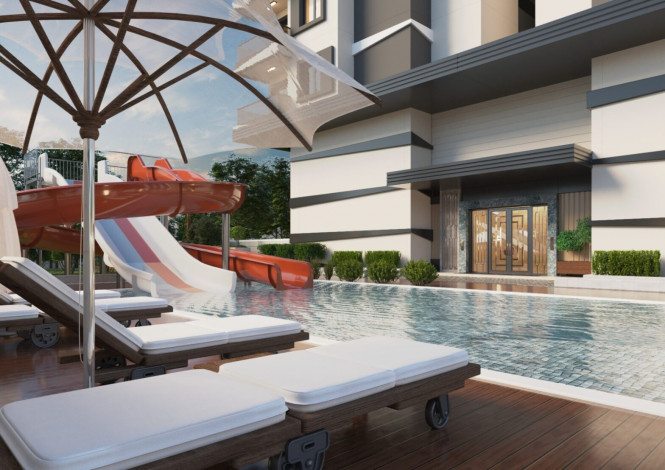 Двухкомнатные апартаменты в 100 метрах от моря, Махмутлар 60м - Ракурс 7