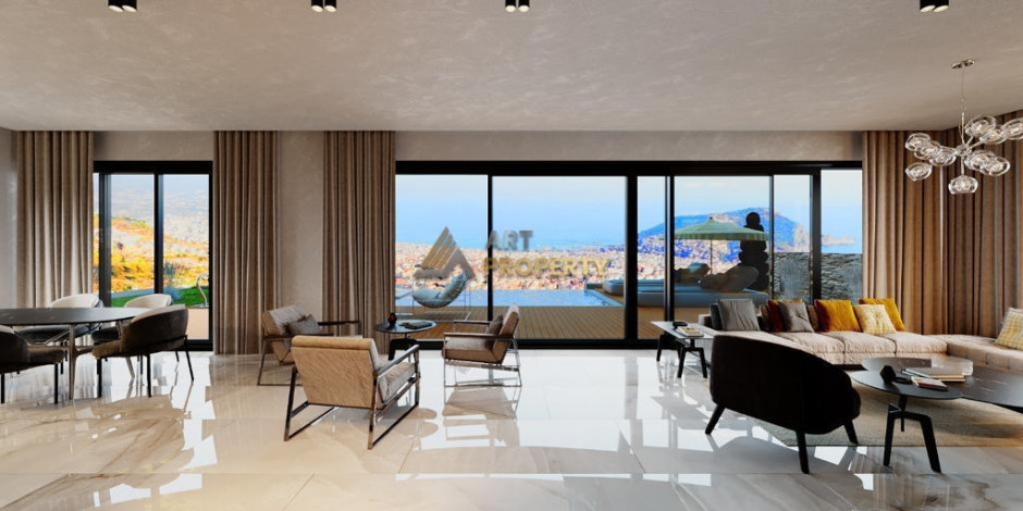 Строящийся комплекс вилл планировки 5+1 под гражданство с панорамными видами на море и крепость Аланьи, 255 м2 - Ракурс 2