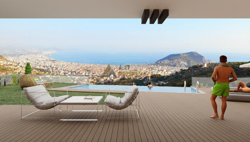 Строящийся комплекс вилл планировки 5+1 под гражданство с панорамными видами на море и крепость Аланьи, 255 м2 - Ракурс 20